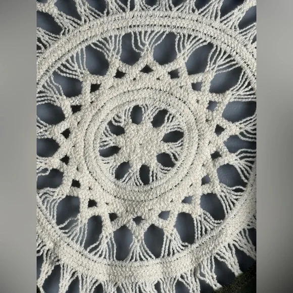 Indigo Thread Co. Open Front Boho Crochet ! Fringe Lightweight Kimono Sz 2X - Picture 4 of 5